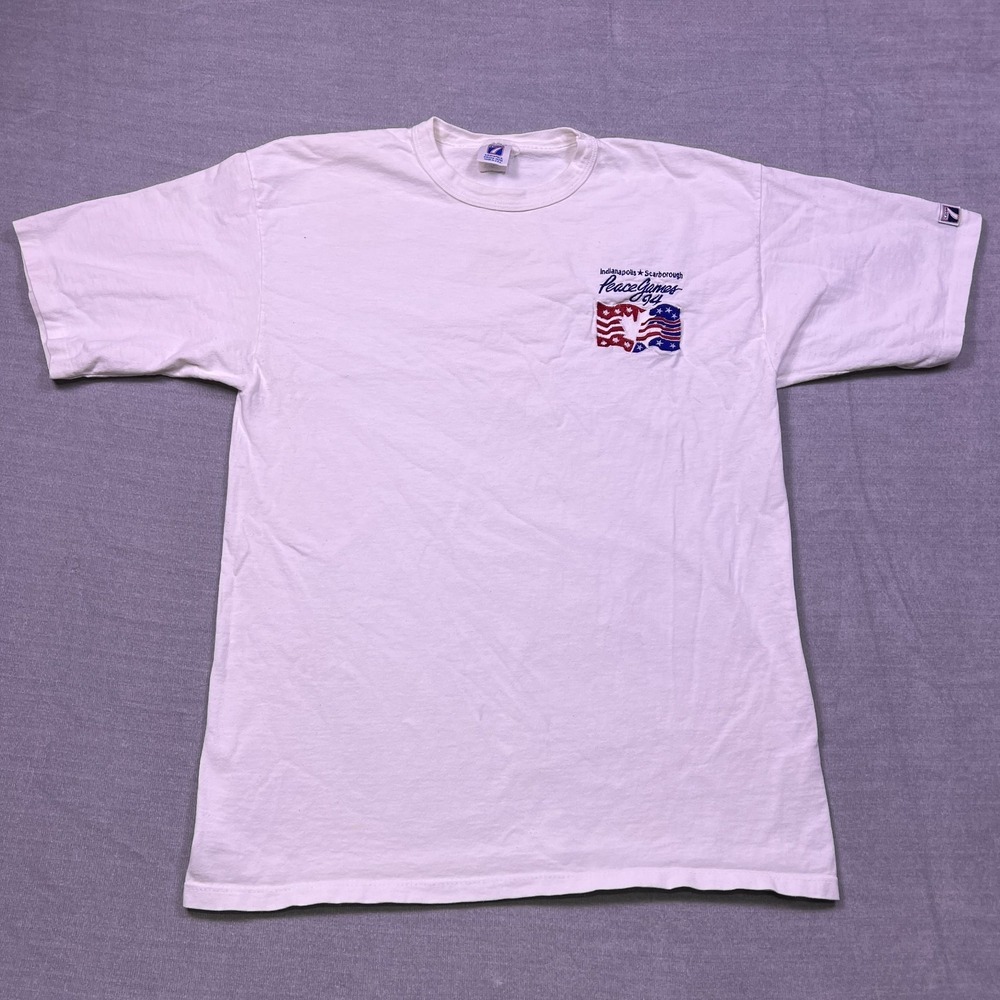 Logo 7 Indianapolis Peace Games 94 Vintage T-Shirt Mens L White Cotton